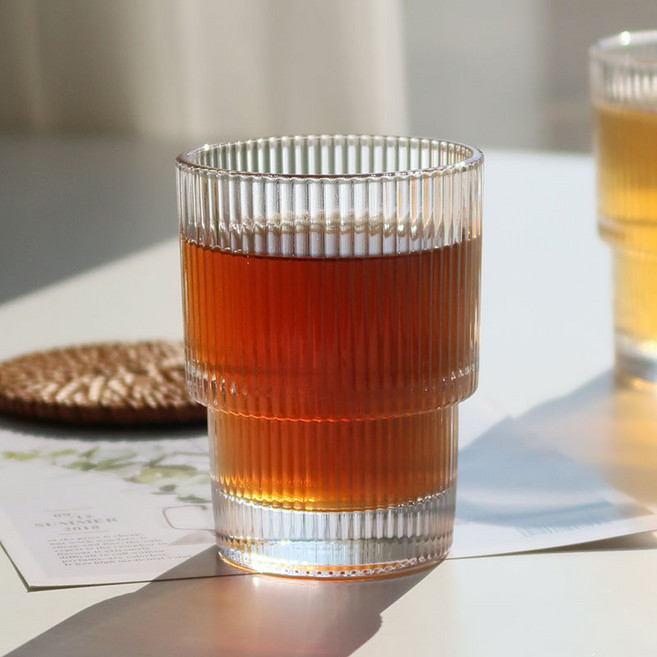 플리츠 Ds 차곡차곡 스태커블 유리컵, 6개, 투명