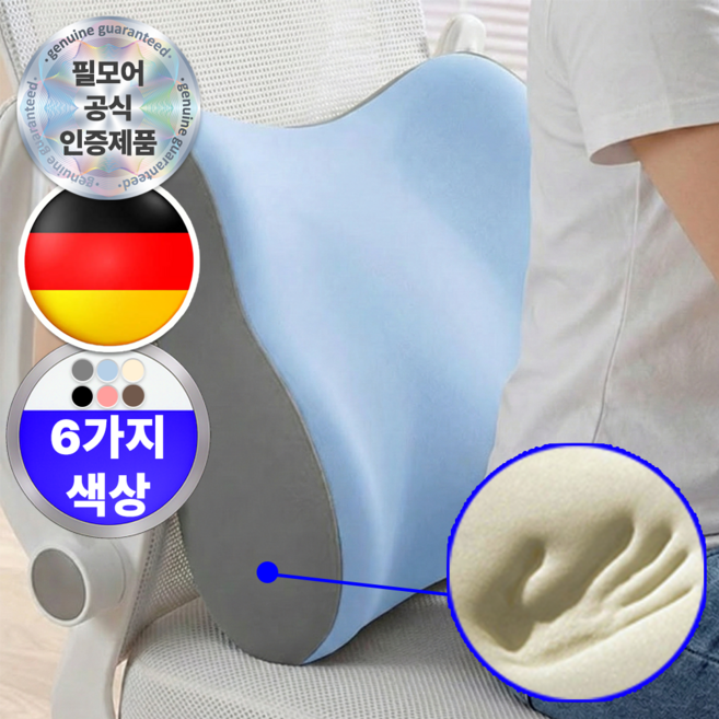 에어릴리 프리미엄 편안한 바른자세 사무실 등받이 허리 쿠션, 스카이블루