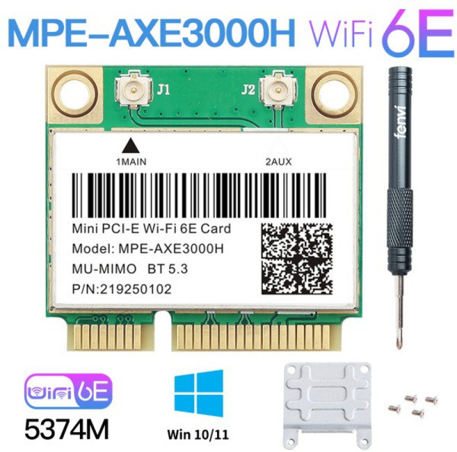 인텔 AX210 블루투스 5.3 미니 Pci-e 네트워크 카드 무선 어댑터 와이파이 6E AX210 2.4G 5G 6GHz AX5, 1개