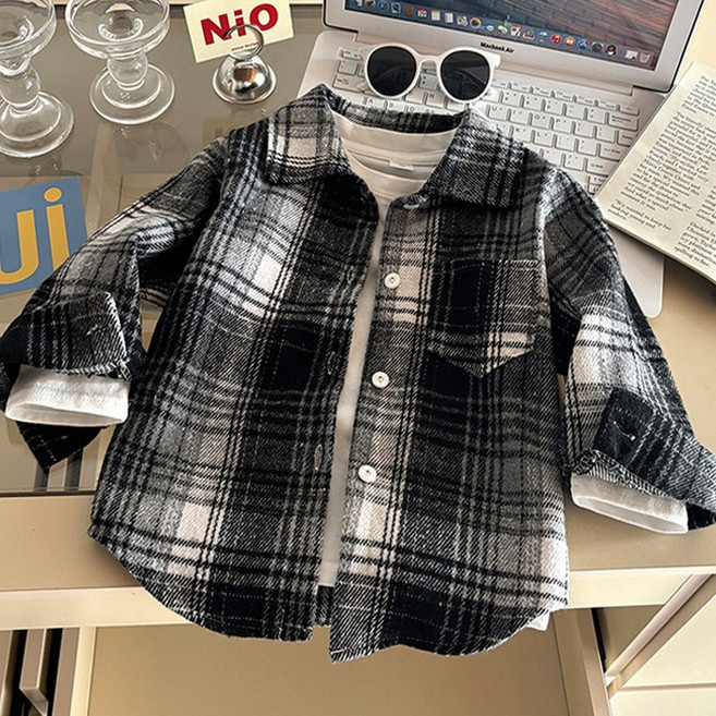 [앙디] W상의 웜그리드셔츠 (W475)_(아동복 아동옷 의류 남아 여아 공용 봄 가을 겨울 체크 남방 간절기 데일리)