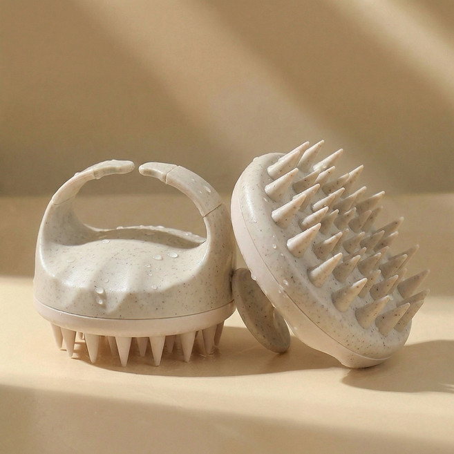 차머덕트 헤어 두피 스케일링 마사지기 샴푸 브러쉬, 1개, 퓨어베이지