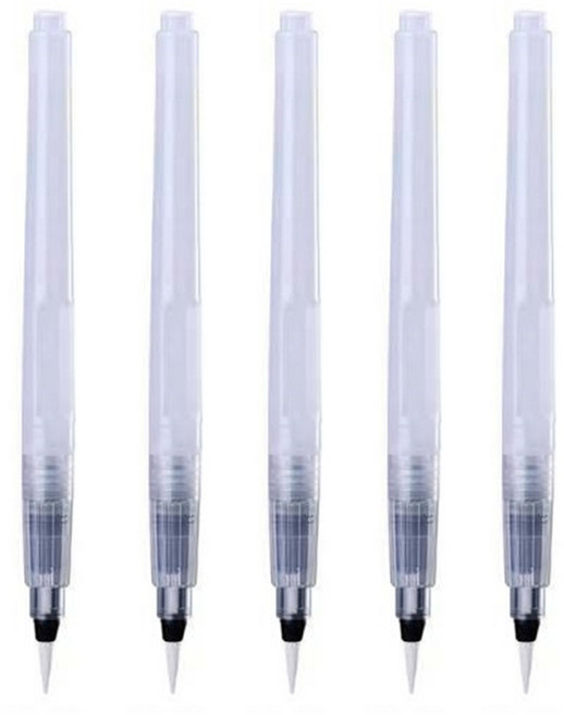 [메잌미] 캘리그라피 고채물감 워터브러쉬 물붓, 5개, 중(15MM)