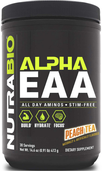 Nutrabio Alpha EAA無麩質氨基酸保健粉 蜜桃茶口味, 1罐, 413g