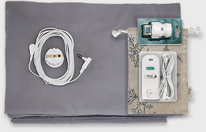 디어싱 침구 선물세트 어싱 베개 커버 침대 시트 어싱 테스트기 콘센트형 접지 확인기 세트, 그레이, 1세트