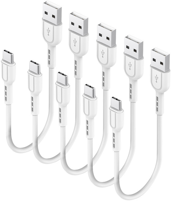 수피 USB-A TO C타입 고속충전 짧은 숏 케이블 S12C, 5개, 화이트