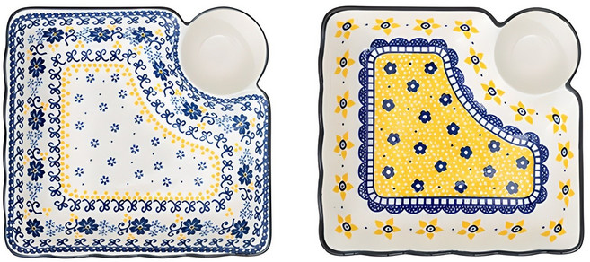 프라카 폴란드풍 도자기 만두접시 2종 세트, 비올라 + 포티시아, 1세트