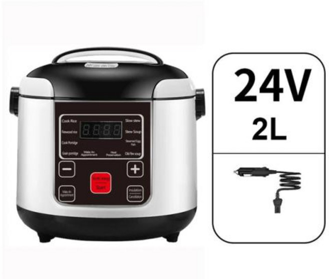 자동차 트럭 다용도 전기 밥솥 수프 죽 요리 음식 스티머 2L 전기 도시락 가정용 밥솥 12V 24V, 1개