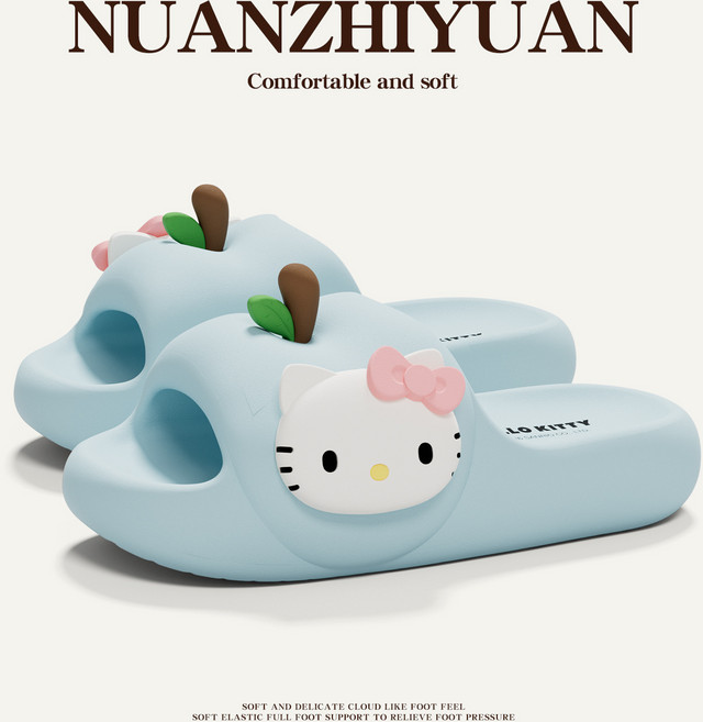 다나에 귀여운 헬로키티 입체 사과 EVA 슬리퍼 여성 여름 미끄럼 방지 실내화+Integrated International Trade Co. Ltd 머리핀