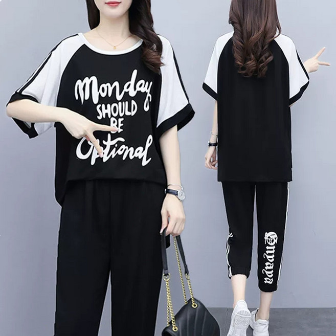 ANYOU 여성 트레이닝복 편안한 시원한 데일리 빅사이즈 상하세트