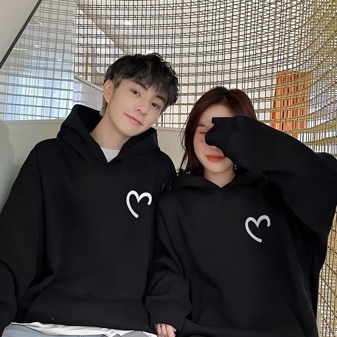 1+1 커플후드티 봄가을 빅사이즈 후드 맨투맨 기모