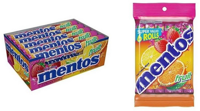 Mentos Chewy Fruit 믹스과일 맛 Candy Rolls 번들 15 개 + 6 개 882g 에티켓 깔끔한, 3개