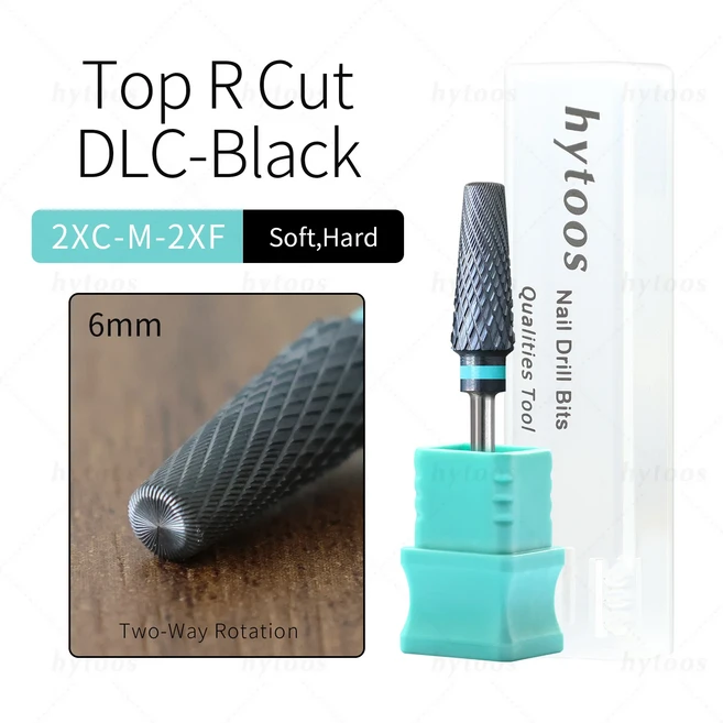 HYTOOS 안전 5 in 1 프로 네일 드릴 비트 DLC/티타늄 카바이드 테이퍼드 네일 비트 젤 제거 파일 드릴 액세, 02 DLC-Black coating