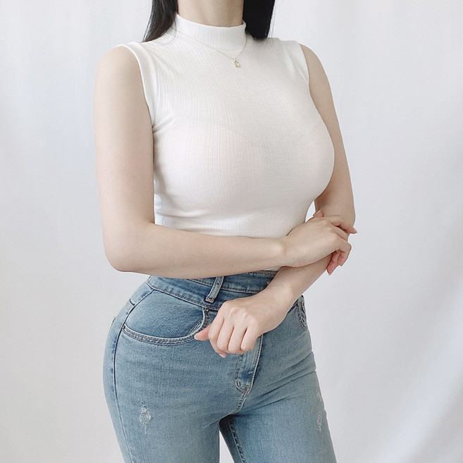 커버 반목 골지 나시 5color 아이보리 그레이 베이지 브라운 블랙 봄 여름 가을 겨울 간절기 여자 민소매 폴라 이너 레이어드 섹시글램