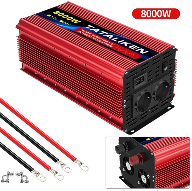 1600W2200W3000W4000W 순수 사인파 인버터 DC 12V24V AC 220V 50hz 전원 충전기 변환기 어댑터 EU 소켓, 01 유럽, 12 8000W EU, 01 12V용