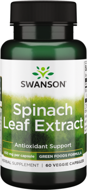 스완슨 스피니치 리프 추출물 650mg 베지 캡슐, 1개, 60정