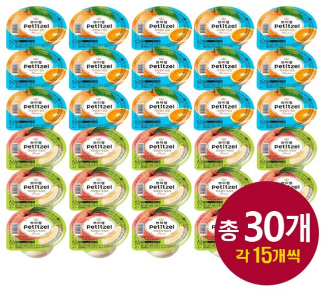 [푸드원스토어] 쁘띠첼 과일제리 2가지맛 30개, 90g
