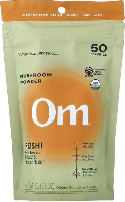 옴머쉬룸스 영지버섯 100% 버섯 분말 100g(3.5oz) - 쿠팡
