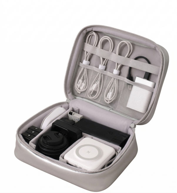 디딕 충격흡수 대용량 방수 전자기기 파우치, 1개, 실버