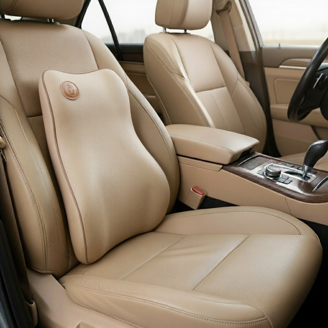 카셀로 차량용 허리쿠션 메모리폼 등받이쿠션, 베이지, 1개
