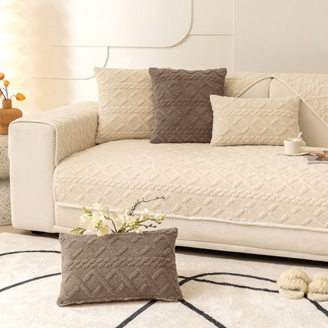 한빛카페트 몽글촉촉 꽈배기 극세사 니트 소파패드 4size 4color