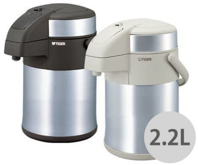 TIGER虎牌 MAA-A222/MAA-A302/MAA-A402 氣壓式不鏽鋼保溫熱水瓶 2.2L/3.0L/4.0L, 1個, MAA-A402上蓋黑色