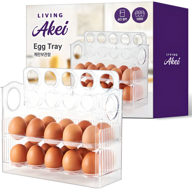 아케이 리빙 계란보관함 3단, 투명, 1개
