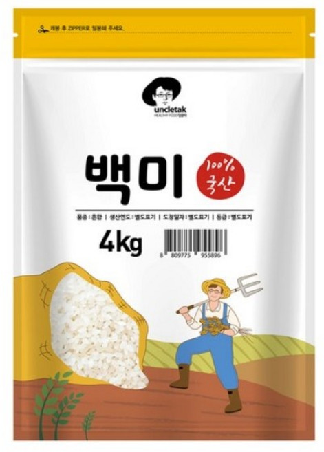 엉클탁 영양가득 백미 상등급, 4kg, 3개