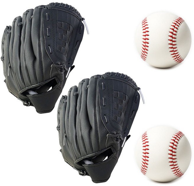 투센 야구 캐치볼 우투 글러브 안전야구공, 2개, 블랙