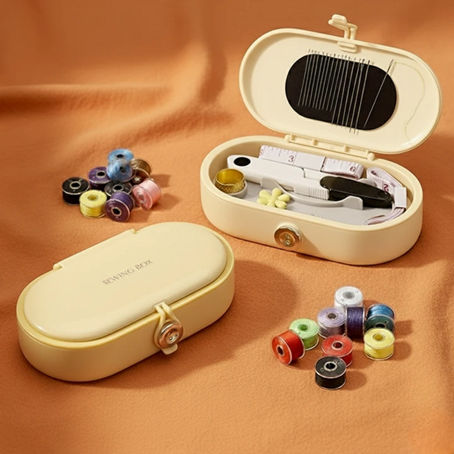 무무비 오브제 올인원 반짇고리 세트 반짓고리 바늘 실 세트 바느질, 1개, 밀크옐로우