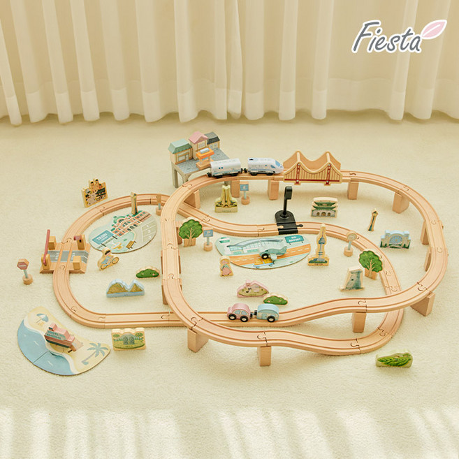 피에스타 우드 기차 놀이 세트 원목 한국 여행 88p, 혼합색상, 1세트