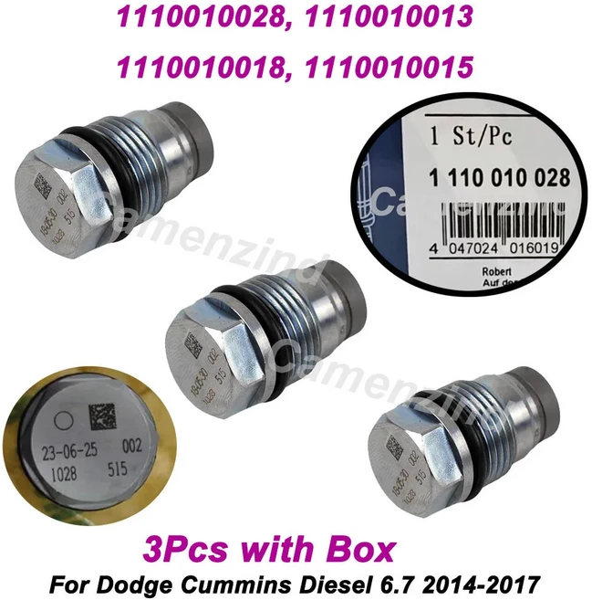 3개 1110010028 커먼 레일 압력 제한 밸브 1110010018 1110010015 1110010013 닷지 커민스 디젤 6.7L 2014-, 01 3PCS with box