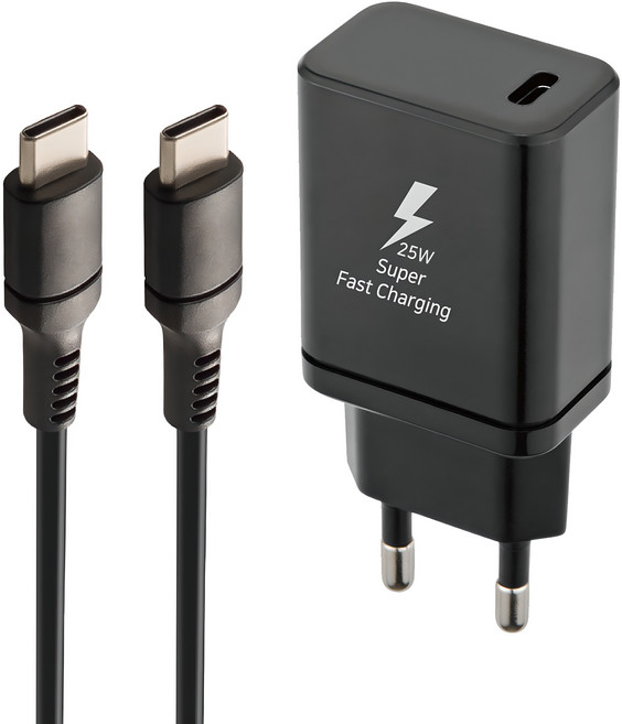지파워 PD25W C타입 초고속 충전기 + 케이블 세트, 블랙, 1세트