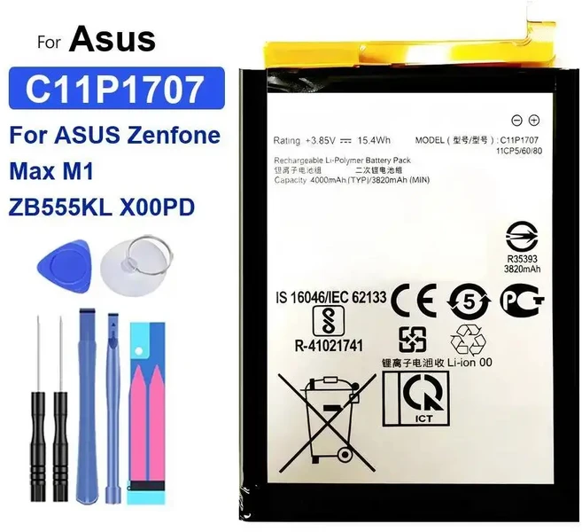 Asus Zenfone Max M1 ZB555KL X00PD C11P1707용 4000mAh 안정적인 전원 휴대폰 배터리, 01 C11P1707