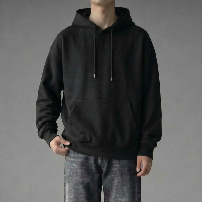 남자 오버핏 고중량 후드티셔츠
