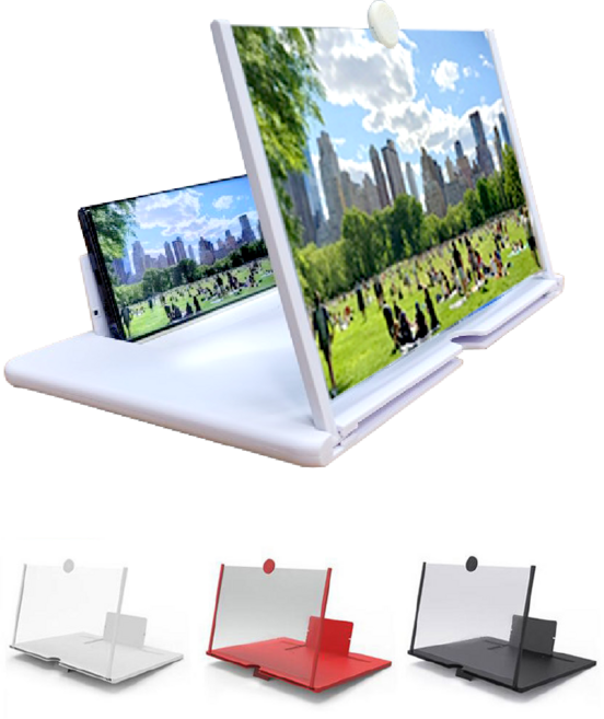 스마트폰 화면 확대 스크린 확대기 확대경 돋보기 3color 10인치 12인치 14인치, 10인치(화이트), 1개