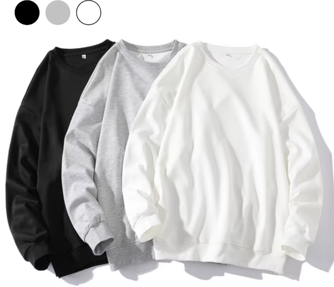 3장세트 헤이싱크 남녀공용 무지 맨투맨