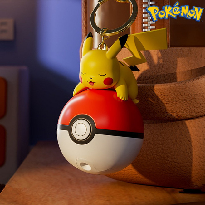포켓몬스터 LED 점등 포켓볼 키링 포켓몬 굿즈 악세서리 가방고리, 1개, 피카추