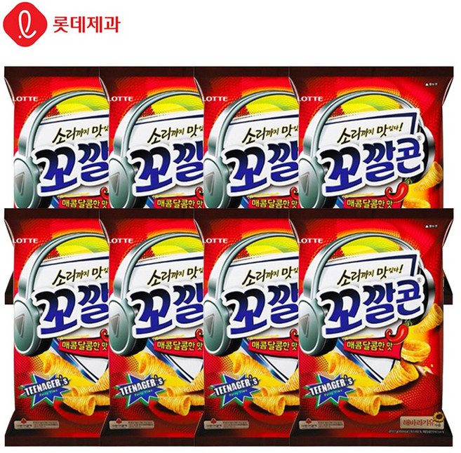 롯데제과 꼬깔콘 매콤달콤67gX4개+치토스 매콤달콤82gX4개, 67g, 8개