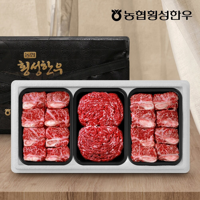 농협횡성한우 어사품 1등급 갈비정육세트 1호1.6kg, 1세트