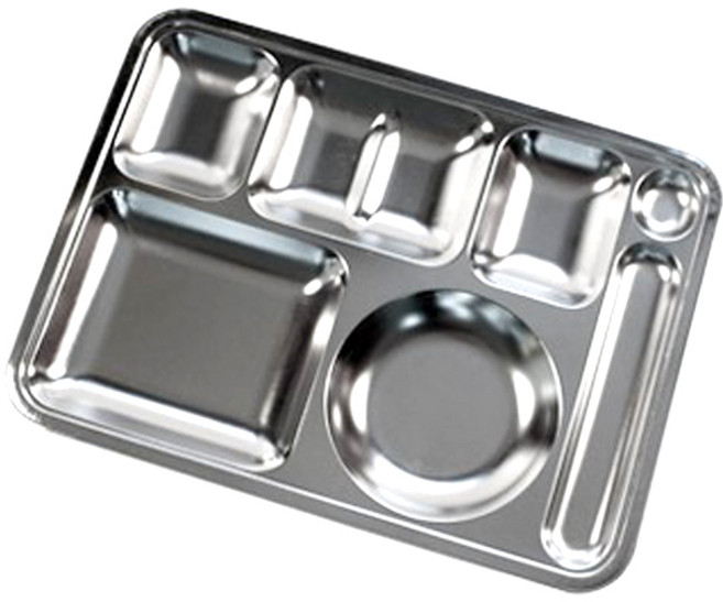 주방애몰 국산 스텐 수저4찬식판 배식판 성인용 군부대 구내식당 식판, 1개