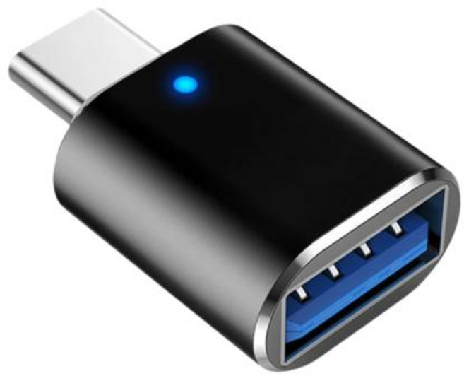 Type-C To USB3.0 Converter LED Indicator Type-C To USB OTG Adapter Connector 3A Fast Charging 5Gbps, 1개, Black