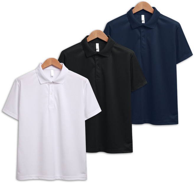 3장 세트 드라이 라운드 반팔 카라 쿨티셔츠 3장세트 남녀공용 기능성 냉감 빅사이즈 (SCC5467PT)