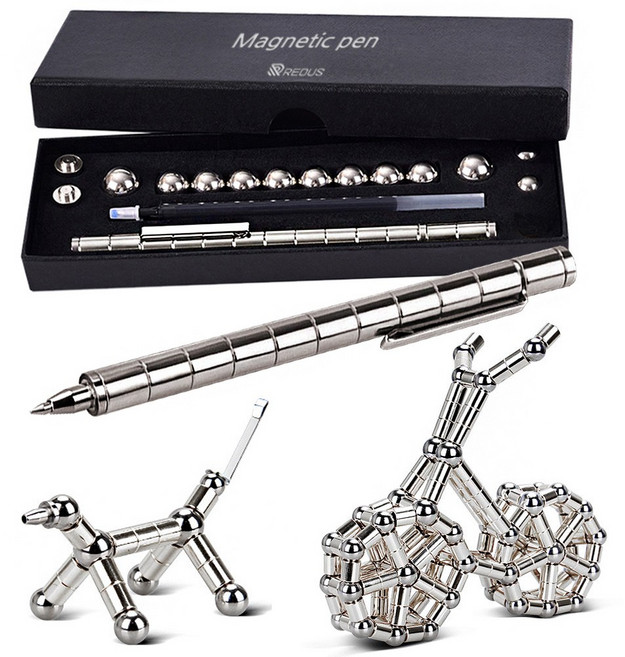 레더스 마그네틱 자석 블럭 볼펜, 실버, 1개