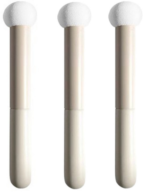 (우후) 미니 둥근 컨실러 스폰지 브러쉬, 3개, 밀크화이트