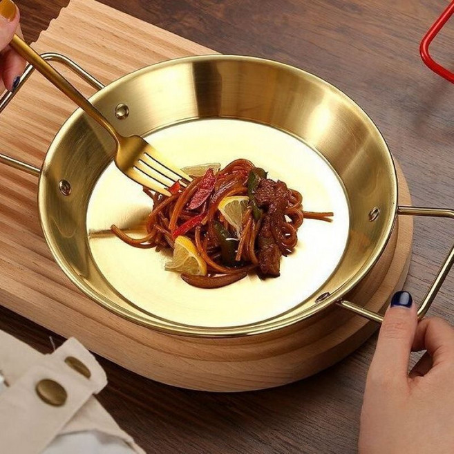 랍스터접시 스페인 해산물접시 두꺼운 304 스테인리스 냄비 양귀비 후라이팬 밥솥 가재, 티타늄 해산물 건조 냄비, 26cm, 1개