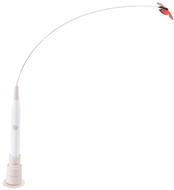 貓咪玩具, 蝴蝶自動逗貓棒-充電款粉色[贈3佈蝴蝶】, 1套