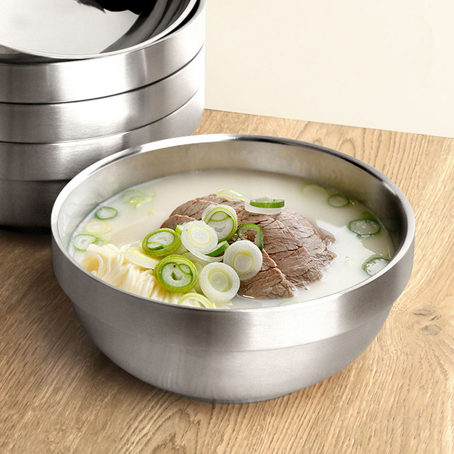 이중 스텐 탕기 업소용 설렁탕 갈비탕 비빔밥 라면 냉면그릇 깊은 탕그릇, 05 이중탕기 유광-중형, 1개