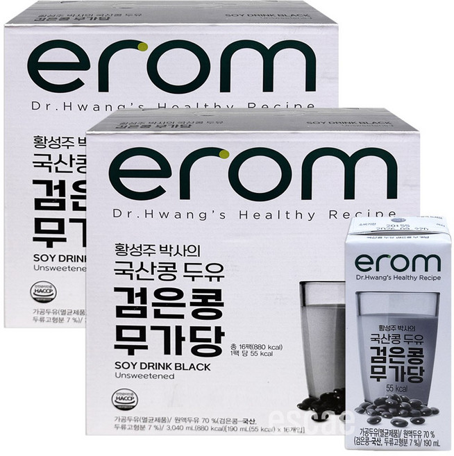이롬 황성주박사의 검은콩 무가당 두유, 190ml, 32개