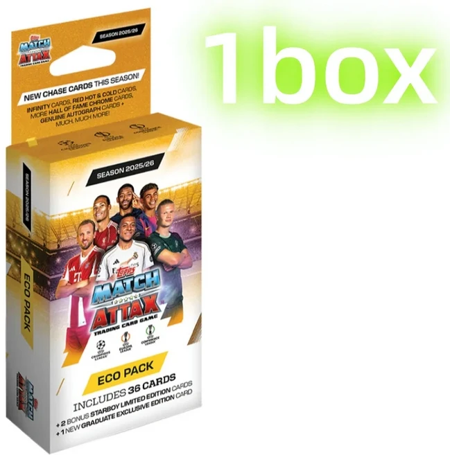 2026년 시즌 탑스 UCC 매치 어택스 에코 팩 한정판 카드 프리미어 리그 축구 팬 컬렉션 선물, 01 1box