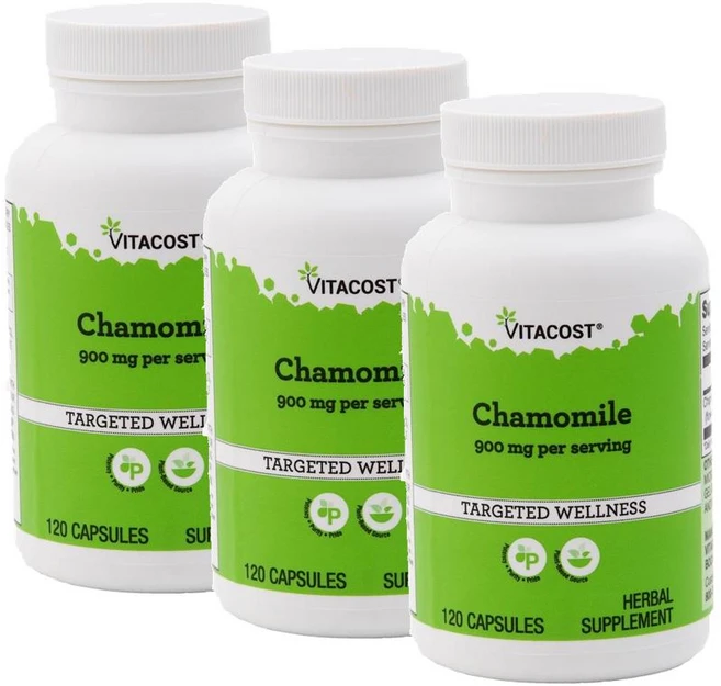 비타코스트 카모마일 900mg 캡슐 Vitacost Chamomile, 3개, 120정 - 쿠팡